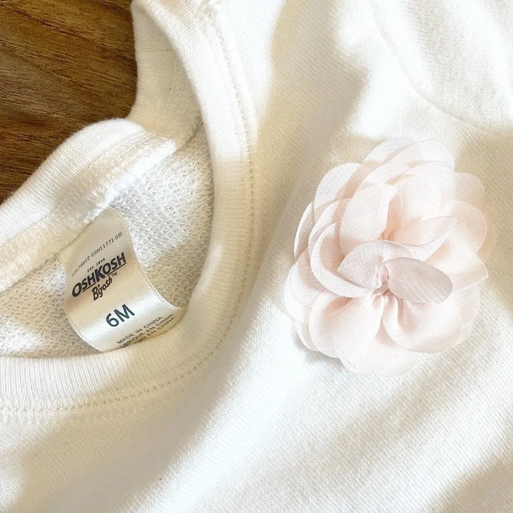 OshKosh B’gosh white/pink floral tulle baby girls sweater